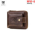 (Preorder)Bullcaptain RFID anti-theft brush zipper card holder men's leather wallet အမျိုးသားသုံးလက်ကိုင်အိတ်. 