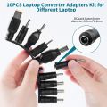 10 Sets Universal Jack DC Power Plug Converter. 