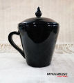 ယွန်းအနက်ထည်ကော်ဖီခွက်ကြီး (Black lacquered coffee cup - L) (D- 9.5 cm x H - 10 cm). 