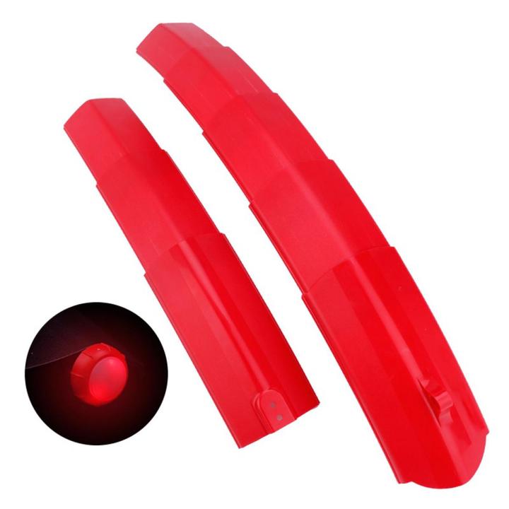 Folding Bicycle Fenders with Taillight Quick Release MTB Front Rear Mudguards Cycling Parts Bike Fenders