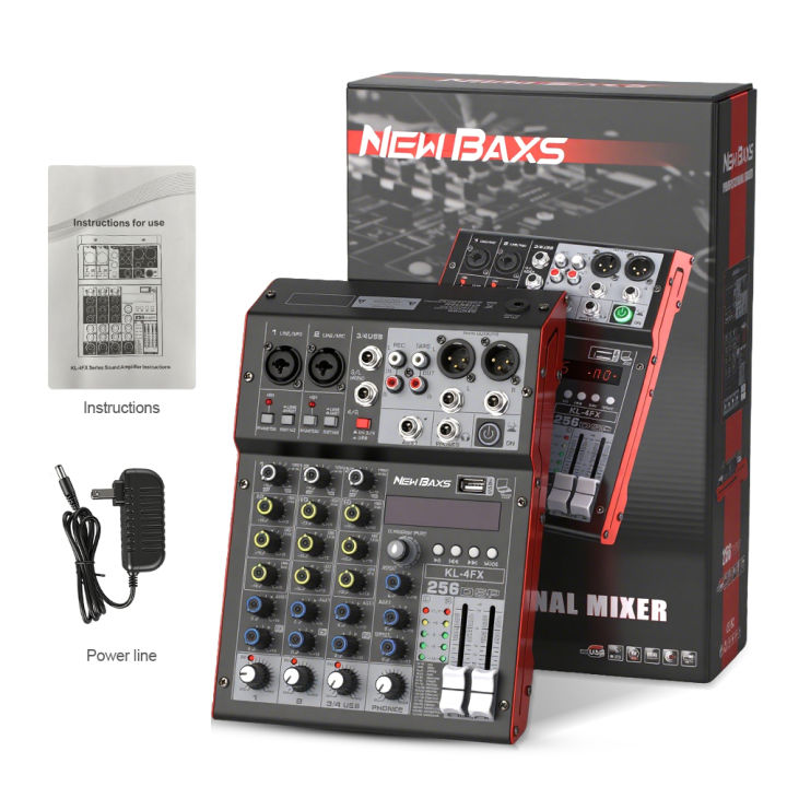 (Preorder)NewBaxs%20KL4FX%204-Channel%20Audio%20Mixer%20Professional%20Sound%20Mixing%20Console%20256DSP%2048V%20Power%20USB%20MP3%20Bluetooth%20KTV%20Party%20Event%20Mini%20Mixer%20-%20Image%209