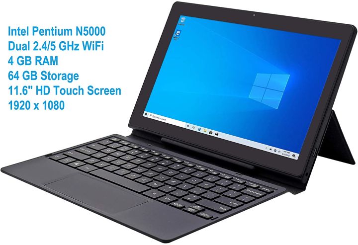 Venturer 11.6" [WT9L11P44GD51] Windows Laptop/Tablet with Keyboard, 64GB Storage, 4GB RAM, Intel Pentium N5000 Processor, FHD Display
