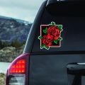 Red Two Rose Sticker - 4 Pcs Set | Laptop Sticker | Car Sticker | Phone Sticker | Waterbottle Sticker | Wall Sticker | Die Cut Sticker| Waterproof Sticker. 