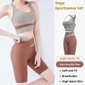 [Kiwis] Splicing Design with Two Colors Sportswear (Bra+Pant) for Women/Gym Wear/Sports Bra and short Pant/Short Set. 