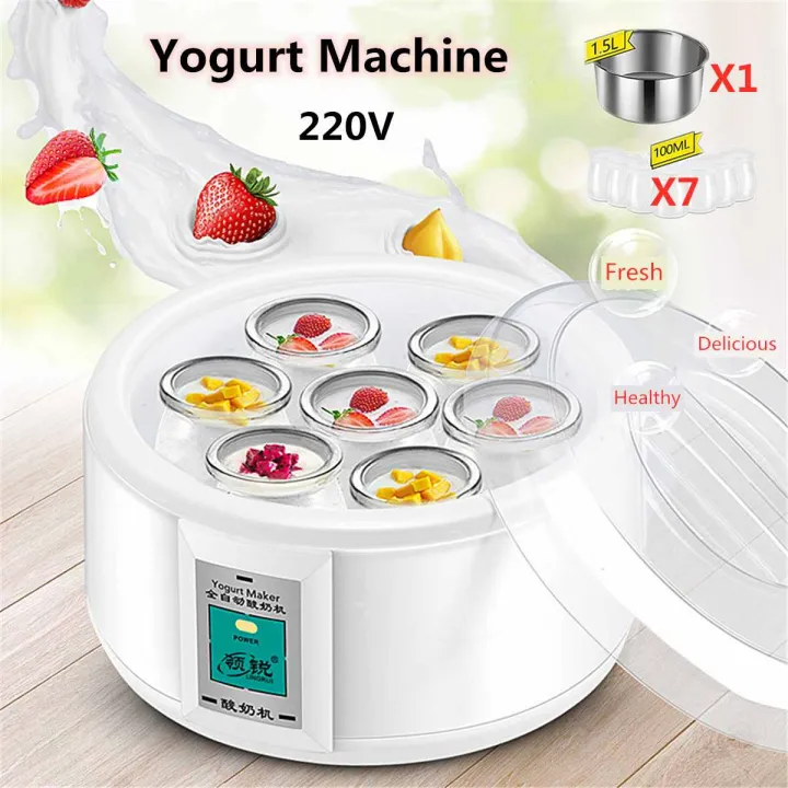 1.5L Yogurt Maker with 7 Glass Ferment Jars Automatic Yogurt Machine Household DIY Automatic Yogurt Tools Kitchen Appliance 220V 1.5L Yogurt Maker with 7 Glass Ferment Jars Automatic Yogurt Machine Household DIY Automatic Yogurt Tools Kitchen Appliance 2