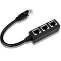 RJ45 1 Male to Three Female Ethernet Splitter Socket Port LAN Ethernet Network Splitter Adapter Cable. 