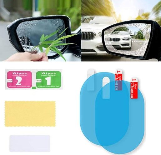 2 pcs Car Side Mirror Rainproof Sticker (100 * 150 mm) Rain Repellent Protective Film Anti-Glare Anti-Fog Film for Rearview Mirror