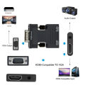 📺HDMI to VGA Adapter with 3.5mm Audio 🔌 Port Out for Old Computer Monitor PC TV 1080P Video (Female HDMI Input, Male VGA Output). 