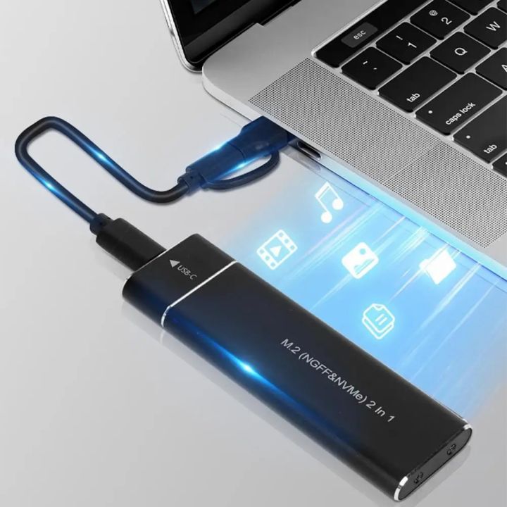 USB%203.1%20Type%20C%20Dual%20Protocol%20M2%20SSD%20Case%20M.2%20NVME%20NGFF%20SATA%20SSD%20Enclosure%20Adapter%2010Gbps%20External%20Enclosure%20Supports%20M%20and%20B&M%20Keys%20-%20Image%203