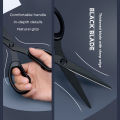 DELI Stainless Steel Black Blade Scissors Home Multi-function Office Anti Rust Scissors Stationery Handmade Craft Paper Fabric Cutting Tools. 