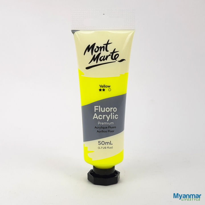 Yellow - Fluorescent Acrylic -  50ml - Mont Marte