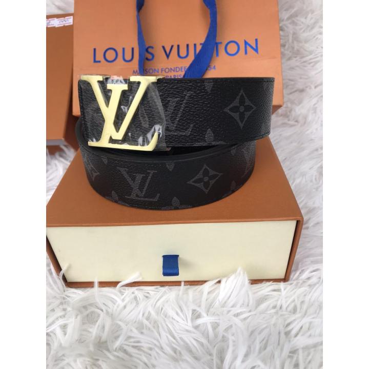 LV Initiales 30mm Reversible Belt Gold Rotating Buckle Burgundy Brown Leather