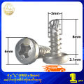 4 x ⅜" (#M3 x 8mm) ခေါင်းလုံးထိပ်တုံး စတီးစကူ Stainless Steel Cross Recessed Phillips Pan Head Dog Point Screw (Stock Limited). 