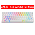 ZIFRIEND ZA646 (64 Keys) 60% Mechanical Keyboard Keyboard RGB Backlit 63 Keys Wired Anti-Ghosting Gaming Keyboard Type-C Keys English Language Available Red Switches Ergonomic Backlit RBG Mechanical for Gaming LED flat low profile key cap detachable cable. 
