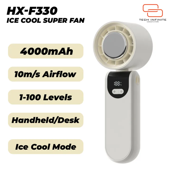 Tech Infinite HX-F330 (Ice Cool Version) Handheld Fan with 1 - 100 Wind ...