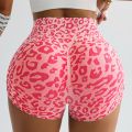 (preorder)High Waist Belly Tight Leopard Print Yoga Three-point Pants Women's Hip-lifting Tight Outer Wear Running Peach Fitness Shorts. 