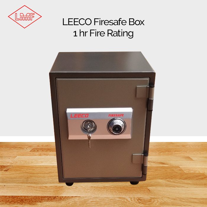 LEECO Fire Resistant Safebox One Key with One Combination Lock 1 Hour Fire Rating 25 kg