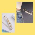5 in 1 Pearl Brooch Pins Fashion Waist Adjuster Clips. 
