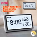 Deli Electronic Thermometer Hygrometer High Precision Weather Station with Clock Function Desktop Digital Thermometer. 