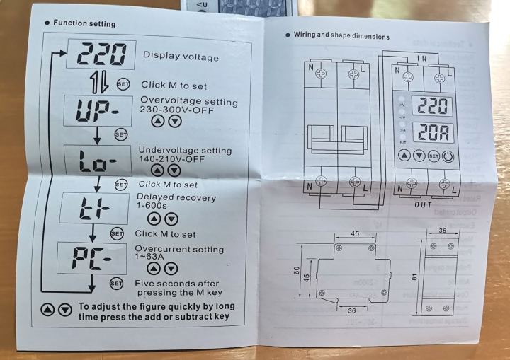 63A%20220V%20Din%20Rail%20Dual%20Display%20V/A%20Adjustable%20Over%20Under%20Voltage%20and%20Over%20Current%20Protector%20Digital%20Safeguard%20Relay%20-%20Image%205