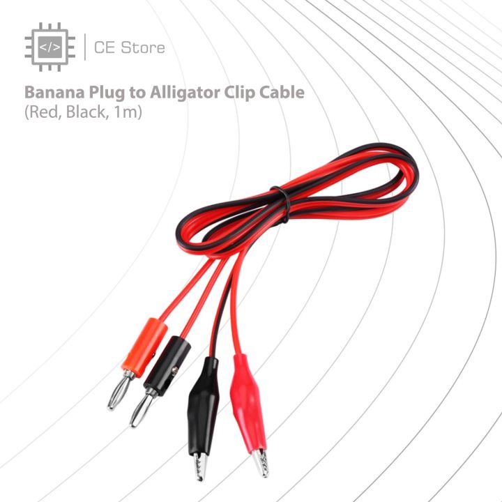 Banana Plug to Alligator Clip Cable(Red, Black, 1m)