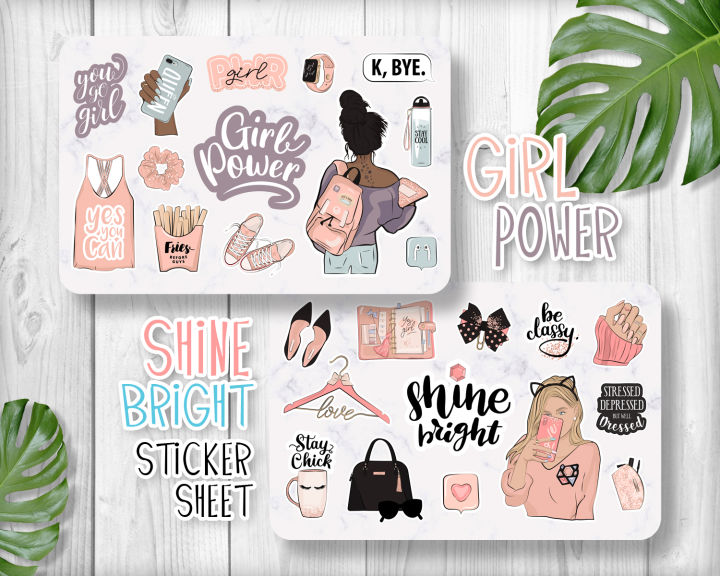 Girl%20Power%20Sticker%20Sheet%20-%202%20Stickers%20Sheet%20%20Kiss%20Cut%20Stickers%20for%20Planners%20%20Journals%20and%20Scrapbooking%20%20Laptop%20Sticker%20%20Car%20Sticker%20%20Phone%20Sticker%20%20Waterbottle%20Sticker%20%20Wall%20Sticker%20%20Waterproof%20Sticker%20-%20Image%202