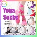 [Kiwis]Yoga Socks Self Tied Style Toeless Socks Profession Female Dance SocksToe Anti-Slip Ankle Grip Socks Dots Pilates Fitness Socks. 