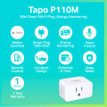 (Preorder) TP-Link Tapo P110M Mini Smart Wi-Fi Plug, Energy Monitoring Support Matter Turn on/off from anywhere via Tapo app. 