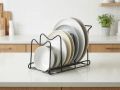 3-Tier Black Metal Pot Lid & Pan Organizer Rack – Kitchen Counter Storage Stand. 