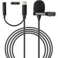 Lavalier MicroPhone Type C with 3.5mm Headphone Jack. 