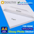 Glossy Photo Sticker | 135 g | Self-Adhesive Label Sticker | A4 Size 50 Sheets | Printer Photographic Paper for Inkjet Printers Office Supplies. 