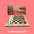 3 in 1 Wood Chess Set. 