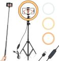 10" Ring Light with Tripod Stand & Phone Holder for YouTube Video, Desktop Camera Led Ring Light for Streaming, Makeup, Selfie Photography. 