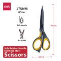 DELI Stainless Steel Black Blade Scissors Home Multi-function Office Anti Rust Scissors Stationery Handmade Craft Paper Fabric Cutting Tools. 