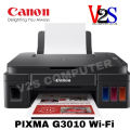 (Preorder) Canon Printer PIXMA Model G3010 AIO Wi-Fi 3 IN 1 Inkjet Tank Multifunction Printer Sold with 1 set of genuine ink refills. 