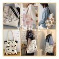(*BOGO Included*)Women's Tote Bags Canvas Shoulder Bags Girls Shopper Purse Fashion Casual Cartoon /Letter Bags (Get 1 Mini Cute Brooch). 