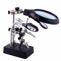 Clover Helping Hand Soldering Stand with Magnifier Magnifying Glass 3 Lens 5 LED Light. 