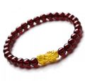 Natural Agate Gold Pixiu Bracelet Lucky Transit Bead Hair Crystal Bracelet. 