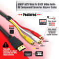 HDTV to 3RCA lotus cable HDTV to AV cable HDTV to AV adapter cable AV composite video cable 1.5 meters. 