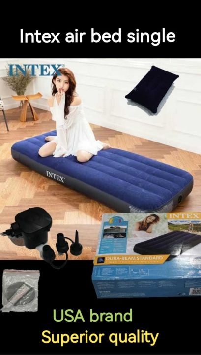 Intex inflatable air bed 3'3"x 6'x 10" ( လေထိုးမွေ့ယာ၁ယောက်အိပ်)