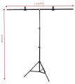 (Preorder) 1.5m x 2m Camera Stand Kit with Metal Support Stand and 2 Clamps for PVC Backdrops. 1.5m x 2m Big Photography Studio Video Metal Support Stand System Kit Set with Crossbar Clamps and 2 Clamps for PVC Backdrop Background. 