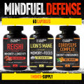 (Preorder)Mushroom Mind-Fuel Defense Combo - Value Pack x3 Bottles - Lion's Mane Mushroom Capsules, Cordyceps & Reishi Mushroom Capsules. 