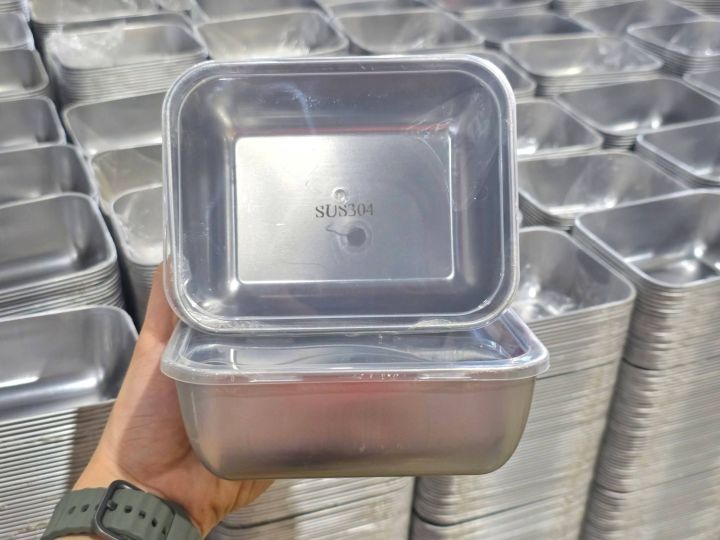 Clover 1pcs Food Container Stainless Steel Side Dish with Lid Stable Placement Curved Edge Design