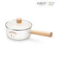 (Preorder) Anitech X Snoopy pan with glass lid, model SNP-CW-SP18, has a wooden handle for comfort and safety. ဟင်းချက်အိုး. 