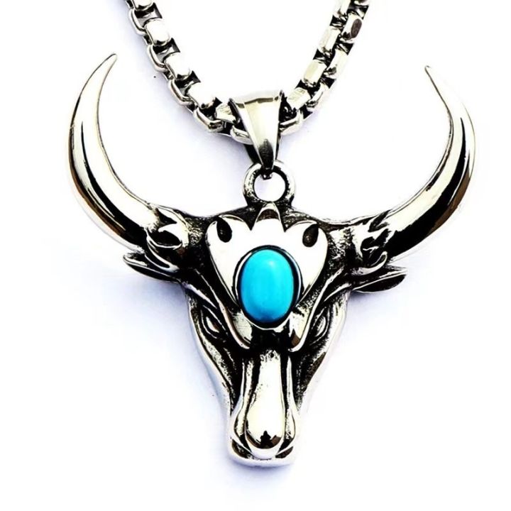 AARON Bull Head Pendant with Necklace (ကျွဲခေါင်း လည်ဆွဲ)