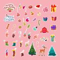 Merry Christmas Cute Water Proof Sticker - 50 Pcs in Pack. 