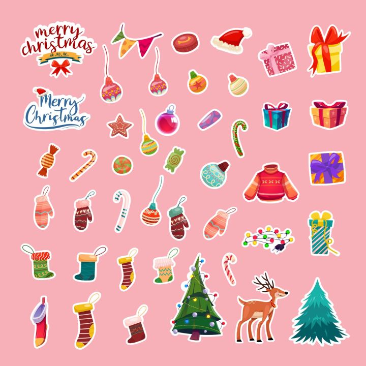 Merry%20Christmas%20Cute%20Water%20Proof%20Sticker%20-%2050%20Pcs%20in%20Pack%20-%20Image%204