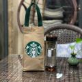 Starbucks Canvas Water Bottle Bag Thermos Mug Canvas Tote Bag. 