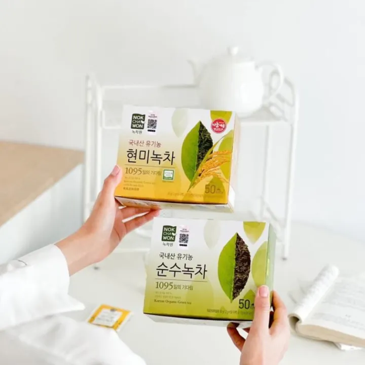 (Preorder) NOKCHAWON Organic Green Tea, brown rice, 50 packets, Jackson ...