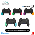 Tech Infinite T-23 Wireless Controller Ergonomic Design Bluetooth Gamepad for Window PC and Nintendo Switch Game Controller with Vibration and Wake Up Macro Programming Handle  3 Levels of Turbo Speed Adjustable Vibration Intensity. 